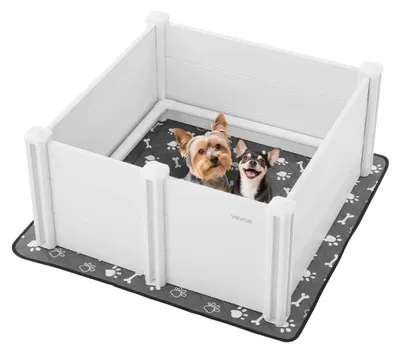 Immagine prodotto di VEVOR cassa per cani, 98x98x46cm, box per cuccioli in plastica-PVC con porta regolabile in altezza e cuscinetto per pipì lavabile, cassa per cuccioli a prova di deformazione per cani di taglia media, bianco latte