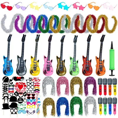 Imagen del producto de Kit de accesorios para fotomatón, de 99 piezas, que incluye sombreros de fiesta y juguetes inflables, ideal para celebraciones