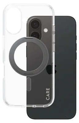 Produktbild von PanzerGlass CARE™ by ® Case Transparent m. Schwarz Kickstand & MagSafe iPhone 16, Cover, Apple, Apple - iPhone 16, Schwarz