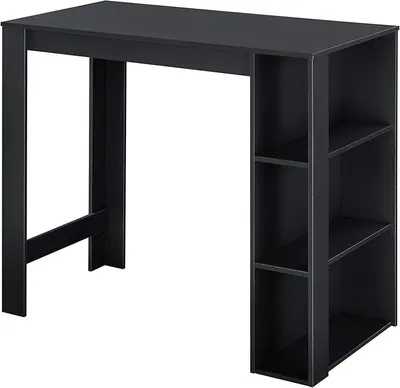Produktbild von Bartisch Danderyd Bistrotisch Esstisch 120 x 60 x 106 cm Küchentheke mit 3 Ablagefächern Stehtisch Bartheke für Esszimmer Wohnzimmer Küche Schwarz