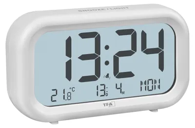 Digitalwecker LCD groß, Schlummerfunktion, Temperatur, Datum, weiß
