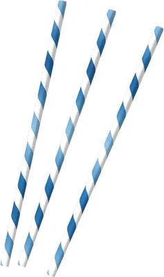 Productafbeelding van Amscan Rietjes 19,5 Cm Papier Wit/blauw 12 Stuks