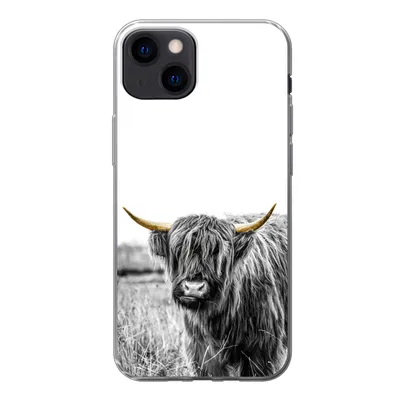 Produktbild von MuchoWow® Handyhülle Schutzhülle Hülle für iPhone 13 Schottischer Highlander - Gold - Schwarz - Weiß Silikon Softcase Handy Hülle - Karteninhaber
