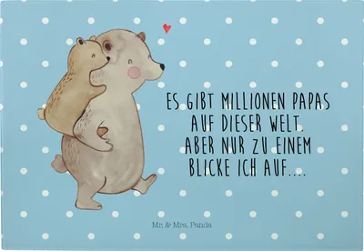 Produktbild von Mr. & Mrs. Panda Frühstücksbrett Papa Bär - Blau Pastell - Geschenk, schneidbrett, Vater, Vatertag, Muttertag, Glasschneidebrett, Servierplatte, Schneidebrett, Glas