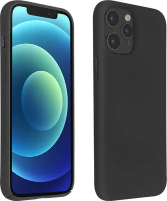 Produktbild von Halbsteife Silikon Handyhülle Apple iPhone 12 / 12 Pro, Soft Touch - Schwarz
