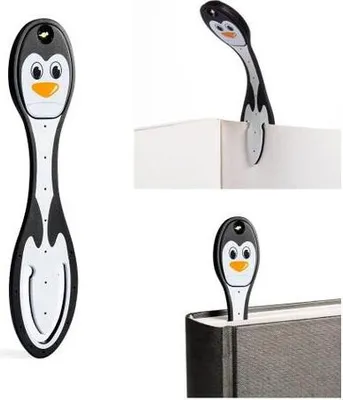 Obrázek produktu pro Flexilight lampička na čtení (tučňák) | 2 v 1 lampička na čtení a záložka | dárek pro čtenáře, milovníky knih | německé vydání