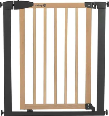 Image de SAFETY 1ST SIMPLY CLOSE WOOD & META, pression, 73-80 cm (max. 94 cm), sans vis ni perçage, ouverture à une main, bois et graphite