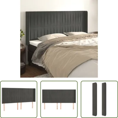 Produktbild von The Living Store Kopfteil mit Ohren Dunkelgrau 183x16x118/128 cm Samt