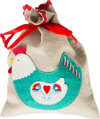 Produktbild von Sass & Belle Ostersäckchen aus Leinen mit Patchwork Henne im Landhausstil