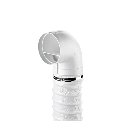 Produktbild von Naber R-URX flow 125 Umlenkstück 90° mit Flexschlauch, weiß, 1000 mm - Lüftungstechnik