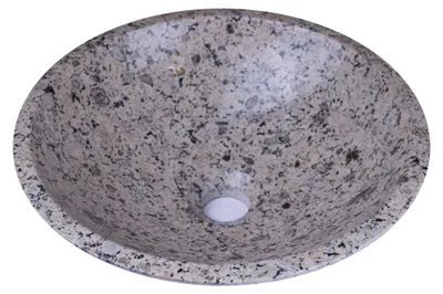 Produktbild von Runder Waschtisch aus Naturstein, 33-35 cm Durchmesser, Beige