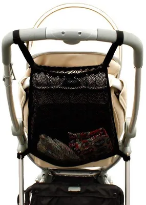 Produktbild von Unyqoos® Schwarze Aufbewahrungstasche für Kinderwagen & Buggy – Universal-Organizer 35×50 cm mit Netzfach, schnelltrocknend, handwaschbar bis 40°C