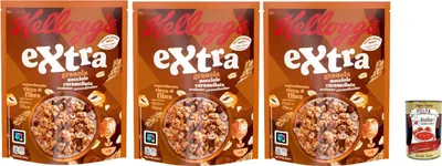 Produktbild von Cereali Extra "Nocciole Caramellate" | Probieren Sie Karamellisierte Haselnüsse| breakfast Cereals, Müsli mit knusprigem Hafer | 3x 375g + Italian Gourmet polpa 400g