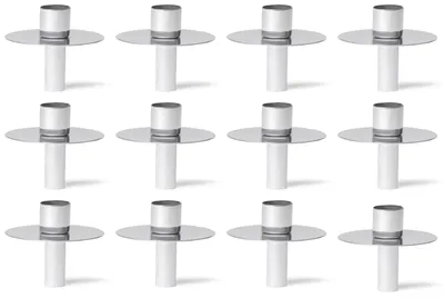 Produktbild von Novaliv 12x Kerzenhalter Flasche I Silber I Metall I Kerzenhalter Flaschenaufsatz für Kerzen Flaschenkerzenhalter Stabkerzen Kerzenständer silber Stabkerzenhalter Glas Candle Holder Stabkerzentüllen