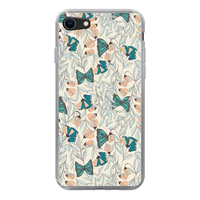 Produktbild von MuchoWow® Handyhülle Schutzhülle Hülle für iPhone SE 2022 Mädchen - Schmetterling - Blumen - Muster - Mädchen - Kinder - Kind Silikon Softcase Handy Hülle - Schutzhülle