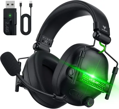 Produktbild von WG2 Bluetooth Kopfhörer, 2,4G Wireless Gaming Headset mit Mikrofon für PS5, PS4, PC, Switch, Mac, Faltbarer 7.1 Surround Sound Noise Cancelling