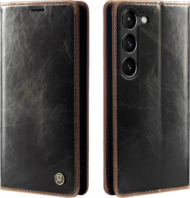 Produktbild von Handyhülle für Samsung Galaxy S23+ Kunstleder Flip Vintage Cover Hülle RFID Schutz Case Kartenfach Farbe: Dunkelbraun
