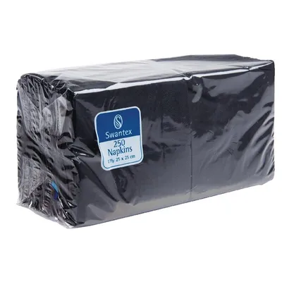Image de Serviettes de cocktail noires 25 cm (2000 pièces)