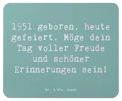 Produktbild von Mr. & Mrs. Panda Mousepad Spruch 1951 Geburtstag - Meeresbrise - Geschenk, Nostalgie, pc mauspad, Happy Birthday, Erinnerungen, Alter, Freude und, mausteppich, Mouse Pad