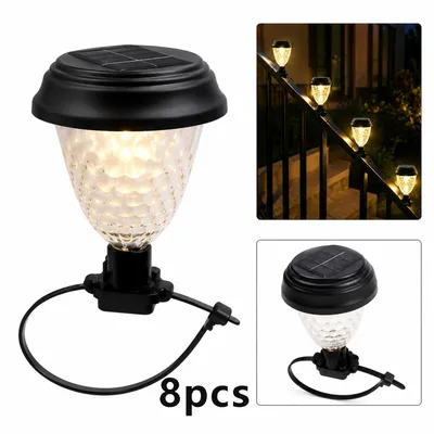 Produktbild von Blumen Solarleuchten 8er Set, warmweiße LED Gartenlampen mit Solarbetrieb, wetterfeste Zaunbeleuchtung für Pool, Terrasse, Balkon und Garten