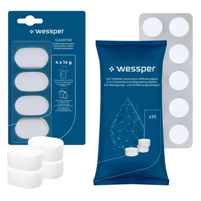 Produktbild von Wessper Set Entkalkungs- und Reinigungstabletten, 14 Stück, Ersatz für KRUPS, JURA, BOSCH, SIEMENS