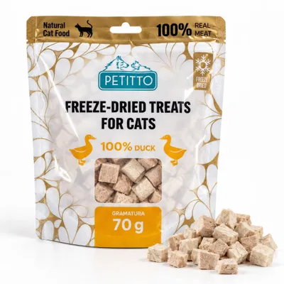 Produktbild von PETITTO Liofilizowana kaczka w kostkach 70g