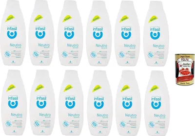 Produktbild von Infasil Duschgel, neutral, sanft, klinisch getestet und hautfreundlich, Schaumbad 12x 500 ml + Italian Gourmet polpa 400g