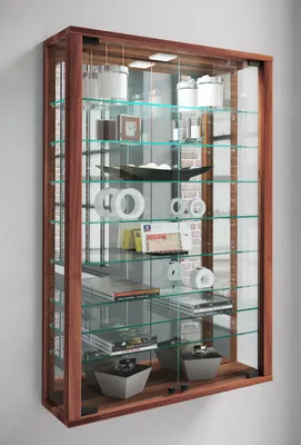 Produktbild von VCM Glasvitrine hängend | Vitrine Glas mit ESG-Sicherheitsglas | Maße ca. . H. 91 x B. 59 x T. 18 cm| Hängevitrine Glas | Modern und platzsparend | Vitrine Glas - Vitrosa Mini Spiegel