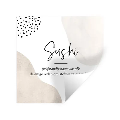 Produktbild von MuchoWow® Wandtattoo Wandsticker Wandaufkleber Sprichwörter - Sushi - Sushi definition - Zitate - Wörterbuch 100x100 cm Selbstklebend und Repositionierbar - Wierderverwendbar - Selbstklebend