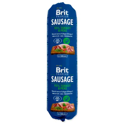 Zdjęcie produktu dla BRIT_PREMIUM BRIT PREMIUM SAUSAGE TURKEY & PEA 800G
