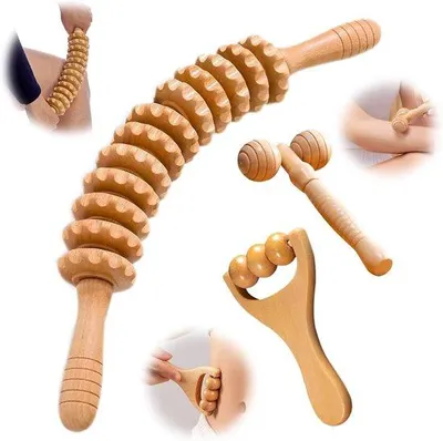 Produktbild von Faszienrolle-Set, 3 Stück - Bucheholz - Massagerollen - Lindert Müdigkeit