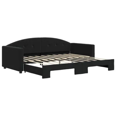 Image de vidaXL Lit de jour extensible noir 90x190 cm velours