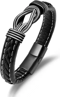 Produktbild von INF Geflochtenes Lederarmband mit Magnetverschluss - Schwarz