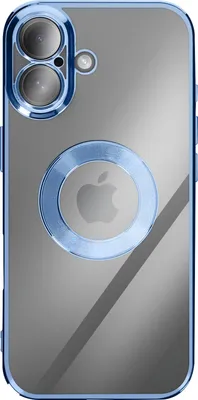 Zdjęcie produktu dla Avizar, etui na iPhone'a 17 z miękkiego silikonu z chromowaną krawędzią, jasnoniebieskie
