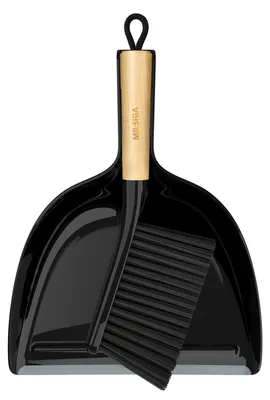 Kehrset mit Besen und Schaufel, Bambusgriff, schwarz