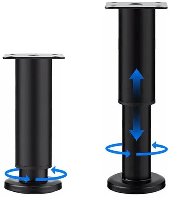 Obrázok produktu pre Ibenzoa® Nastaviteľné nožičky na nábytok, 18–30 cm, 2-dielna sada, nerezová oceľ a plast, priemer 60 mm, čierna – Nohy na nábytok pre stôl, skriňu, pohovku, posteľ, policu