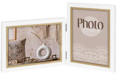 Immagine prodotto di Cornice in legno rettangolare bianco/marrone per 13x18 cm