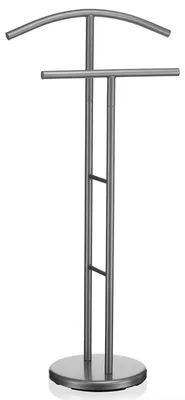 Produktbild von Herrendiener LAURENZ Garderobe Kleiderständer Garderobenständer Kleiderstange mit Hosenbügel, Metall grau