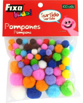 100 Pompons, verschiedene Farben und Größen, 0,7–2 cm, weich, Bastelset