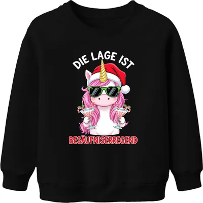 Immagine prodotto di The Situation is Boozy Christmas Unicorn Booze Unisex Kids Felpa Pullover, Nero, 152