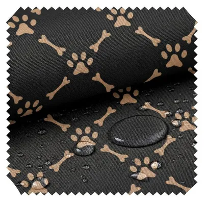 Produktbild von novely® OXFORD 210D - D22 Knochen Pfoten Schwarz Beige - Bedruckter Polsterstoff - Outdoor Dekostoff - Wasserabweisende Reißfeste Meterware 1lfm