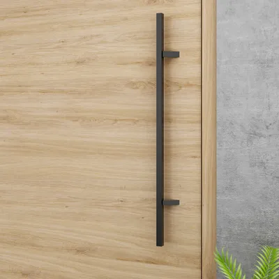 Produktbild von Eckiger Stoßgriff Schwarz RAL9005 Haustürgriff Stangengriff 45° Anschlag Türgriff 600mm Lochabstand