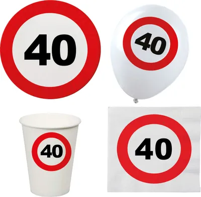 Produktbild von Party Set XL 44 Teile Geburtstag 40 Jahre Verkehrsschild Größe: ohne Attribut