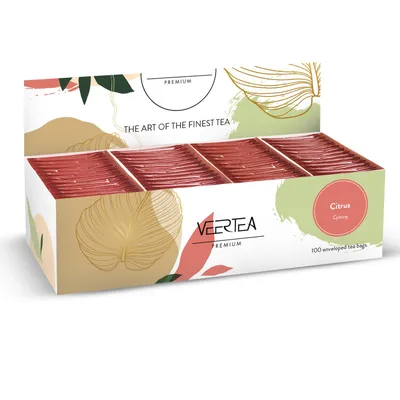 Image de Veertea, set de thé, thé aux fruits d'agrumes, 100 sachets