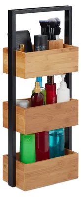 Image de Étagère de salle de bain - Bambou - 3 bacs - 67 x 28,5 x 15 cm - Naturel