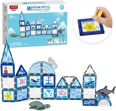 Immagine prodotto di Set di costruzioni magnetiche Window Art Ocean 40 pezzi - Piastrelle magnetiche