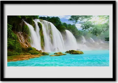 Produktbild von Bild 100x70 MDF-Rahmen Wandkunst Wasserfall See Natur