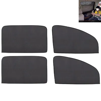 Produktbild von Magnetische Auto-Seitenfenster-Sonnenblenden, 4er-Set, Netzstoff, 7 starke Nd-Magnete pro Scheibe, UV-Schutz, Sichtschutz, universell