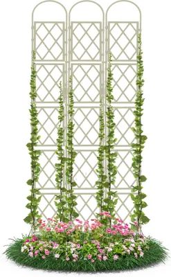 Produktbild von Wandspalier Beige 90x240 cm mit Bogen Rankgitter Pflanzenstütze Gitterspalier für Garten