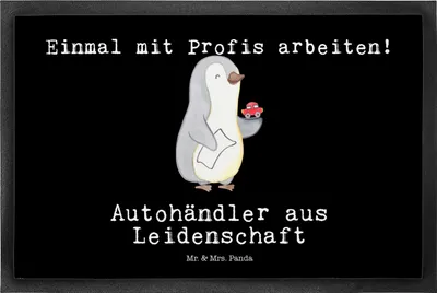 Produktbild von Mr. & Mrs. Panda Schmutzfangmatte Autohändler Leidenschaft 40 x 60 cm - Schwarz - Geschenk, Gummimatte, Sauberlaufmatte, fußmatte, Fußabtreter, Lustig, Autohandel, Spruch